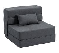 HOMCOM Poltrona Letto Convertibile con cuscino in Chaise Longue e Materasso, 80x80x64 cm, Grigio Scuro Aosom Italy