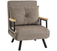 HOMCOM Poltrona Letto Imbottita 3 in 1 con Schienale Reclinabile in 5 Posizioni e Cuscino, 63x73x81 cm, Grigio Aosom