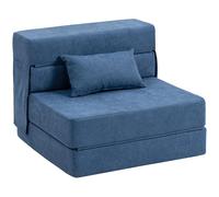 HOMCOM Poltrona Letto Pieghevole Convertibile in Chaise Longue e Materasso, 80x80x64 cm, Blu Scuro Aosom Italy