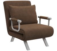 HOMCOM Poltrona Letto Reclinabile 2 in 1 con Schienale su 5 Posizioni e Cuscino, Sedia Moderna è in metallo, 65x69x80cm, Marrone Aosom Italy