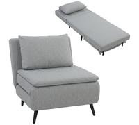 HOMCOM Poltrona Letto Singola 3 in 1, Reclinabile 3 Livelli, Grigio Chiaro