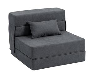 HOMCOM Poltrona Letto Singola Pieghevole Moderna, Poltrona da Terra Salvaspazio Convertibile in Chaise Longue e Materasso, Letto per Salotto, Soggiorno e Studio, 80x80x64 cm, Grigio Scuro