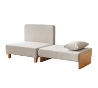 HOMCOM Poltrona Letto Singolo 2 in 1 Pieghevole con Cuscini, Salvaspazio in Tessuto Misto Lino-Velluto, Crema Aosom Italy