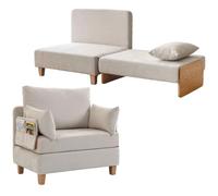 HOMCOM Poltrona Letto Singolo 2 in 1 Trasformabile 94x63x89cm Crema