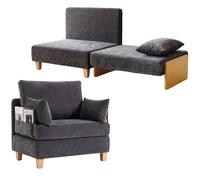 HOMCOM Poltrona Letto Singolo 2 in 1 Trasformabile 94x63x89cm Grigio Scuro