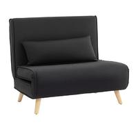HOMCOM Poltrona Letto Singolo 3 in 1 con Cuscino, 120kg, 94x78x80cm, Nero