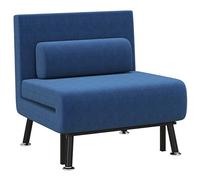 HOMCOM Poltrona Letto Singolo 3 in 1 con Schienale Reclinabile su 5 Livelli, Cuscino Imbottito e Materasso, Divano Letto Singolo Pieghevole per Soggiorno, in Acciaio, Lino, 75x70x75cm, Blu Scuro