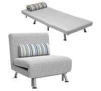 HOMCOM Poltrona Letto Singolo 3 in 1 Reclinabile 75x70x75cm Grigio Chiaro