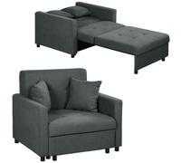 HOMCOM Poltrona Letto Singolo con 2 Cuscini e Spazio Portaoggetti