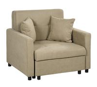 HOMCOM Poltrona Letto Singolo con 2 Cuscini e Spazio Portaoggetti