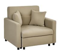 HOMCOM Poltrona Letto Singolo con 2 Cuscini e Spazio Portaoggetti, Divano Letto Singolo per Soggiorno in Tessuto Effetto Velluto e Metallo, 100x98x88 cm, Marrone Chiaro