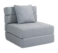 HOMCOM Poltrona Letto Singolo da Terra Pieghevole con Cuscino Incluso, 70x70x61 cm, Grigio Chiaro Aosom Italy