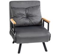 HOMCOM Poltrona Letto Singolo in Tessuto Effetto Velluto Reclinabile in 5 Posizioni con Cuscino Sfoderabile, 63x73x81cm, Grigio Scuro Aosom Italy