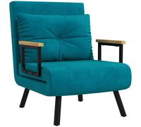 HOMCOM Poltrona Letto Singolo in Tessuto Effetto Velluto Reclinabile in 5 Posizioni con Cuscino Sfoderabile, 63x73x81cm, Blu Scuro Aosom Italy