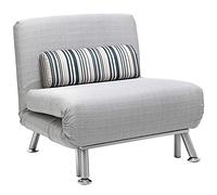 HOMCOM Poltrona Letto Singolo, Poltrona con Materasso e Cuscino Imbottito Sfoderabili - Schienale Regolabile 90-180° e Telaio in Metallo - 75x70x75 cm, Grigio
