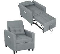 HOMCOM Poltrona Letto Singolo Schienale Reclinabile 3 Livelli Grigio Chiaro
