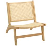 Homcom Poltrona lounge con schienale e ampio sedile in rattan con struttura in legno per camera da letto, soggiorno, naturale