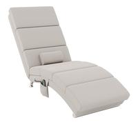 HOMCOM Poltrona lounge massaggiante e riscaldante meridienne chaise longue da interno, reclinabile con telecomando e cuscino, camera da letto, soggiorno, tessuto effetto lino crema