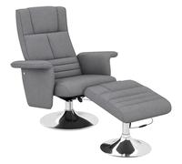 HOMCOM Poltrona Massaggiante a 8 Punti e Reclinabile con Poggiapiedi e Telecomando, Poltrona Relax in Tessuto Effetto Lino e Acciaio, 78x90x93 cm, Grigio Scuro