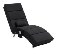 HOMCOM Poltrona Chaise Longue Massaggiante 8 Punti 168x56x84cm Nero | Riscaldamento, 5 Modalità, Cuscino Lavabile Rimovibile, Timer, Lettino Relax Ergonomica in Lino, Telecomando, Soggiorno