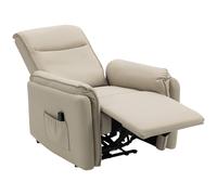 HOMCOM Poltrona Massaggiante Elettrica con Poggiapiedi e Tasca Laterale, Rivestimento in Similpelle, Beige Aosom Italy
