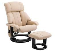 HOMCOM Poltrona Massaggiante Reclinabile con Telecomando e Poggiapiedi, Poltrona Relax con 10 Punti Massaggio, 76x80x102 cm, Crema