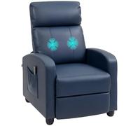 HOMCOM Poltrona Massaggiante Reclinabile Manuale 150° Blu Scuro