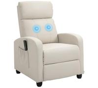 HOMCOM Poltrona Massaggiante Reclinabile Manuale 150° Crema