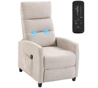HOMCOM Poltrona Massaggiante Reclinabile Manuale 160°, Crema
