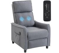 HOMCOM Poltrona Massaggiante Reclinabile Manuale 160° Grigio Chiaro