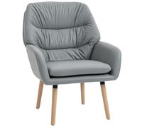 HOMCOM Poltrona Moderna con Schienale Alto a Doppia Imbottitura Grigio
