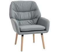 HOMCOM Poltrona Moderna con Schienale Alto Imbottito Effetto Pelle Grigio