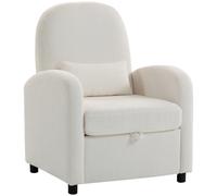 HOMCOM Poltrona Moderna con Spazio Contenitore a Scomparsa e Cuscino, Rivestimento in Pile Teddy, 76x77x95 cm, Crema Aosom Italy