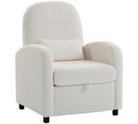 HOMCOM Poltrona Moderna con Spazio Contenitore a Scomparsa e Cuscino, Rivestimento in Pile Teddy, 76x77x95 cm, Crema Aosom Italy