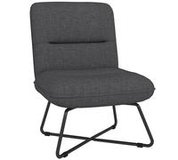 HOMCOM Poltrona Moderna Imbottita, Poltrona Lounge con Gambe in Acciaio e Rivestimento in Tessuto, 61x68x83.5cm, Grigio Scuro