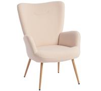 HOMCOM Poltrona Moderna in Tessuto Sherpa con Schienale Alto e Braccioli, Grigio