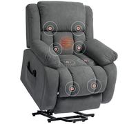 HOMCOM Poltrona Moderno con 2 Tasche e Telecomando, Sedia Alzapersona Massaggiante e Reclinabile, 93x104x105 cm, Grigio Aosom Italy