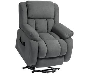HOMCOM Poltrona Moderno con 2 Tasche e Telecomando, Sedia Alzapersona Massaggiante e Reclinabile, 93x104x105 cm, Grigio Aosom Italy