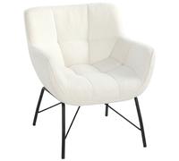 HOMCOM Poltrona Moderno con Schienale Curvato e Braccioli Integrati, 69x68x78,5 cm, Bianco e Crema Aosom Italy