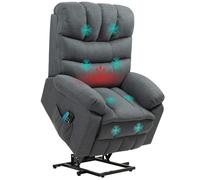 HOMCOM Poltrona per alzarsi, poltrona reclinabile con funzione massaggio, poltrona imbottita con funzione alzante, Metallo, Tessuto, Grigio Aosom Italy