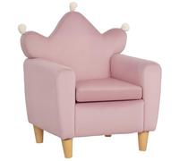 HOMCOM Poltrona per Bambini con Schienale a Corona e Imbottitura Spessa, Poltroncina per Bambini in Tessuto Effetto Velluto e Legno, 50.2x41.9x57.8 cm, Rosa