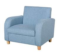 HOMCOM Poltrona per bambini Design scandinavo Braccioli ad alto comfort Schienale imbottito Schiuma ad alta densità Struttura in legno Gomma Lino Blu