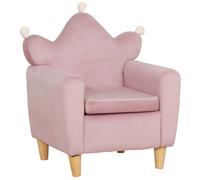 HOMCOM Poltrona per Bambini in Tessuto Effetto Velluto Rosa con Schienale a Corona, 50.2x41.9x57.8 cm Aosom Italy