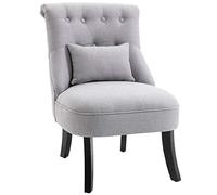 HOMCOM Poltrona per Salotto Imbottita con Cuscino, 52.5x69x77 cm Grigio