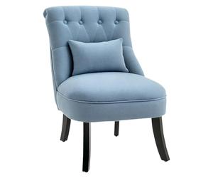 HOMCOM Poltrona per Salotto Imbottita con Cuscino e Piedini Antiscivolo, Poltrona D'Arredo in Tessuto Effetto Lino e Legno, 52.5x69x77 cm, Blu