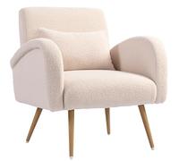 HOMCOM Poltrona per Salotto Imbottita in Tessuto Teddy 77x77x83 cm Beige