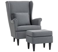 HOMCOM Poltrona per Salotto in Tessuto con Pouf Poggiapiedi, Schienale Alto e Cuscino, 75x83x104 cm, Grigio Aosom Italy