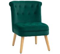 HOMCOM Poltrona per Salotto in Velluto con Seduta Imbottita e Trapuntata a Bottoni, 60x66x79 cm, Verde