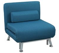 HOMCOM Poltrona Pieghevole con Funzione Letto, Poltrona Relax in Lino, Schienale Regolabile, 75 x 70 x 75 cm, Blu Aosom Italy