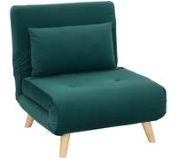 HOMCOM Poltrona pieghevole con funzione letto, poltrona relax pieghevole effetto velluto, schienale regolabile, portata fino a 120 kg, Verde scuro Aosom Italy
